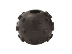 a black ball with holes in it on a white background