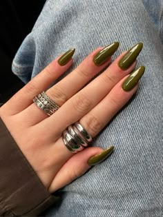 Peridot Nails, Earth Tone Nails, Olive Nails, Kutek Disney, Chic Nails, Nails Inspo