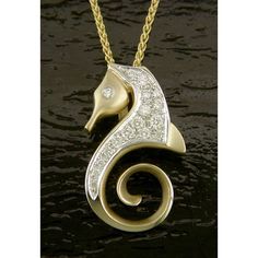 Sea Horse with Classic Style Pendant - 14K Gold Sea Horse Pendant Classic Style with .30 TW Diamonds Material: 14K Gold Jewelry Type: Charms and Pendants Pendant Type: Sea Horse Pendant Size: 1.0 inches or 25mm High This pendant is shown with a chain for display purposes only, a chain is not included with this item. Each design begins with a drawing of the artist's vision inspired by nature and imagination. All models are painstaking sculpted by hand from wax then cast in sterling silver. Mixed Gem Collection, Sea Life Jewelry, Life Jewelry, Fashionable Accessories, Seahorse Pendant, Horse Accessories, Sea Horse, Seahorses, Jewelry Lookbook