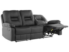 the reclining sofa has two seats and a foot rest