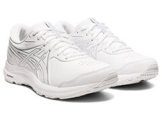 Women's GEL-CONTEND WALKER | White/White | Running Shoes | ASICS White Asics, White Walker, Asics Women Gel, White Running Shoes, Asics Running Shoes, Closed Toe Shoes, Asics Women, Comfortable Sneakers, Shoes White