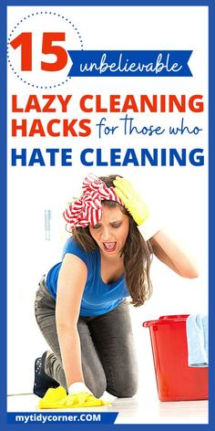 a woman cleaning the floor with a bucket and sponges on her head, in front of