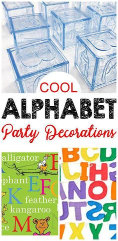 an alphabet party decoration with clear plastic containers