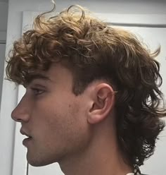 Hot Mullet Guy Curly Hair, Curly Wavy Mullet Men, Short Permed Mullet Men, Brown Curly Hair Mullet Men, Mullets Mens Modern Curly Hair, Mullets For Men Curly, Guy Short Curly Hair, Mullet On Guys, Curly Mullet Shaved Sides Men