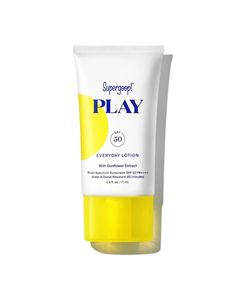 Our original broad spectrum SPF 50 lotion for face and body. This hydrating, fast-absorbing formula provides high performance protection from UVA, UVB and IRA rays, while also helping prevent photoaging and dehydration. We've also formulated it to be water- and sweat-resistant for 80 minutes, so it's perfect for a day of play (i.e. things like running or going to the beach). It also smells amazing. Made by Supergoop! Super Goop, Everyday Sunscreen, Sunscreen For Sensitive Skin, Sunscreen Face, Sunscreen Spf 50, Oily Skin Care, Sunscreen Lotion, Broad Spectrum Sunscreen, Spf Sunscreen