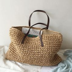 Elena Handbags Large Straw Woven Tote Trendy Woven Beige Beach Bag, Trendy Beige Woven Beach Bag, Handmade Beach Bag For Travel During Beach Season, Trendy Summer Canvas Bag For Daily Use, Trendy Spring Travel Beach Bag, Trendy Lightweight Straw Shoulder Bag, Bohemian Beach Bag With Large Capacity, Summer Canvas Bag With Double Handle, Bohemian Large Capacity Canvas Bag For Summer