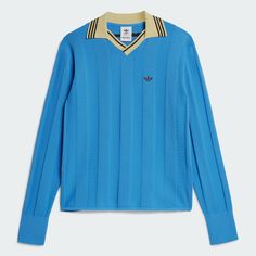 adidas Wales Bonner Knit Long Sleeve Football Tee - Blue | Men's Lifestyle | adidas US Adidas Wales Bonner, Adidas X Wales Bonner, Lucky Blue, Football Tops, Football Tee, Wales Bonner, Football Tees, Mens Lifestyle, Adidas X