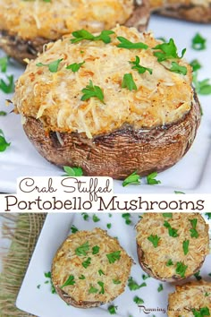 baked stuffed mushrooms with cheese and parsley on top