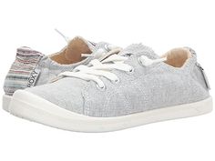 Roxy Rory Bayshore (Grey 1) Women's Lace up casual Shoes Create the perfect laid-back vibe with the versatile Roxy Rory Bayshore shoe! Lace-up silhouette. Textile upper with printed heel and lace up detail. Memory foam padded insole with graphic print. Flexible TPR-injected outsole with molded arch detail. Imported. Measurements: Weight: 7 oz Product measurements were taken using size 8 width M. Please note that measurements may vary by size. Wei #Roxy #Shoes #ClosedFootwear #Laceupcasual #Gray White Casual Sneakers, Roxy Shoes, Black And White Shoes, Summer Sneakers, Roxy Women, Sneakers Grey, Flat Sneakers, Fashion Sneakers, White Shoes