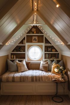 Chic Attic Designs for Low Ceilings and Cozy Vibes Tiny Attic Renovation, Attic Built Ins Slanted Walls, Converting Attic To Living Space, Cozy Attic Spaces, Low Ceiling Bedroom Ideas, Low Attic Bedroom Ideas, Small Attic Ideas Low Ceilings, Finished Attic Ideas, Low Ceiling Attic Bedroom