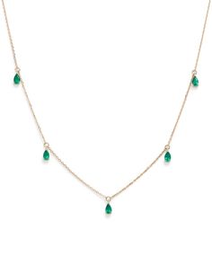 Bloomingdale's Emerald Teardrop Charm Necklace in 14K Yellow Gold, 17 - 100% Exclusive Slytherin Makeup, Green And Gold Necklace, Green Engagement Rings, Ruby Necklace Designs, Green Dress Outfit, Emerald Green Necklace, P Letter, Sunglasses Necklace, Gemstone Jewellery Design