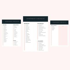 the apartment checklist is shown in black and white
