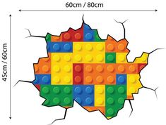 an image of a colorful lego brick wall decal in the shape of a map