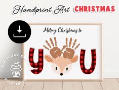 a christmas card with handprints on it and the words merry christmas to you