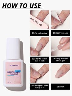 Specification:  Name: Glamermaid Nail Glue   Color：clear  Package Information：bottle   For Press On Nails：This nail glue with brush applicator is super easy to use and bonds nails quickly & stay long-lasting, perfect for an instant manicure with press on nails, glue on/stick on nails.   For Acrylic Nails: The nail tip glue is perfect for DIY nail arts with acrylic false nail tips, stickers, decals, nail charms & decor. It also works great for broken nails, nail care & nail repair.   Easy Brush O How To Glue Nails On, Cartoon Nail Designs, Graffiti Nails, Nails Medium Length, Fourth Of July Nails, Broken Nails, Acrylic Nail Kit, Nail Repair, Nail Tip