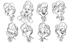 some character sketches for the animated movie,'little mermaids'by disney studios