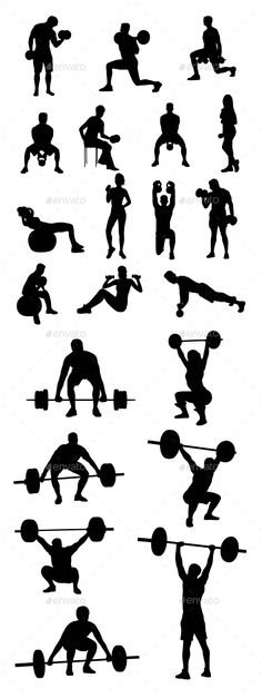 the silhouettes of people doing different sports and exercise activities - miscellaneous objects / symbols