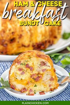 ham and cheese breakfast bundt cake on a plate