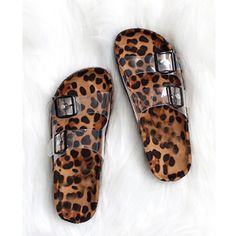 Leopard Print Sandals/Slides With Clear Straps. Size 6.5. Comfy Soft Soles, Adjustable Straps. Tried On A Couple Times Worn Indoor Only. Box Not Included. Similar To Birkenstock’s. Blowfish Sandals, Leopard Print Sandals, White Leather Sandals, Tory Burch Sandals, Bow Sandals, Leather Slide Sandals, Studded Sandals, Black Leather Sandals, Wedge Heel Sandals