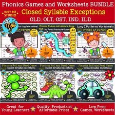 the worksheet for phonics games and worksheets bundle