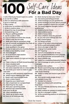 100 Days Of Self Care, 100 Days Glow Up Challenge, Mental Care Routine, Glow Up Tasks, Relaxation Day Ideas, Daily Routine For Mental Health, How To Change Your Lifestyle, How To Start Working On Yourself, 100 Self Care Ideas