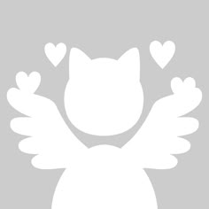 an angel cat with hearts on it's back and wings in the shape of hearts