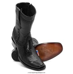 279B0705 DUBAI LIZARD TEJU BLACK | Genuine Leather Vaquero Boots and Cowboy Hats | Zapateria Guadalajara | Authentic Mexican Western Wear Fitted Black Moc Toe Boots, Fitted Black Boots With Leather Sole, Black Snip Toe Boots, Rubber Belt, Alphabet Symbols, Fancy Clothes, Wild Wild West, Dubai Style, Western Style Boots