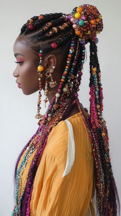 Jumbo Boho Braids with Beads for the Unique Appearance Yarn Braids Hairstyles, Boho Braids With Beads, Versatile Braids, Jumbo Boho Braids, Faux Hawk Braid, Braided Dreadlocks, Yarn Braids, Lace Braid, Bohemian Hairstyles