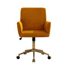 Made with premium velvet, this chair is ideal for offices, living rooms, bedrooms, reception areas, and more. Mercer41 Upholstery Color: Yellow | Mercer41 Office Chair Upholstered / Metal in Yellow | 25" W X 23.43" D | Wayfair Yellow Desk, Ergonomic Computer Chair, Home Office Chair, Better Posture, Leisure Chair, Office Desk Chair, Home Office Chairs, Work Environment, Cushion Design