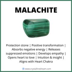 Malachite Meaning Malachite Crystal Properties, Malachite Crystal Meaning, Malachite Meaning, Appreciation Gifts Diy, Teacher Appreciation Gifts Diy, Stone Properties, Spiritual Things, Witch Stuff