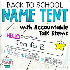 back to school name tent with an image of a star