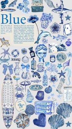 an image of blue and white items in watercolor on the cover of a magazine