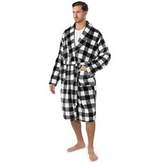 PRICES MAY VARY. SOFT PLAID MENS ROBE: Enjoy the comfort of a warm, plush, fleece microfiber with our lightweight breathable, and cozy mens robe. Designed with a winter holiday buffalo checker print, this comfortable bathrobe is perfect for relaxing at home after work, shower, bath, nap, pool, or spa. Long sleeve robe nightgown can be used as sleepwear, pajamas, changing clothes, pjs, hospital gown, or mens housecoat. Mid length robe comes with a waist tie so you can adjust for your perfect fit Dressing Gown Robe Mens, Boys Bath Robes, Ugg Robe Men, Mens Robes Bath, Clothes Pjs, Robe For Men, Changing Clothes, Shower Spa, Soft Robes