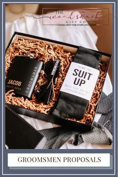 the groomsmen proposals are in their gift box