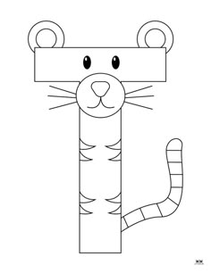 the letter j is for tiger coloring page with an animal face on it's head