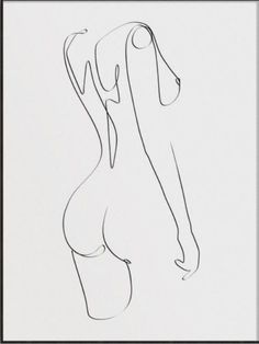 a black and white drawing of a woman's torso