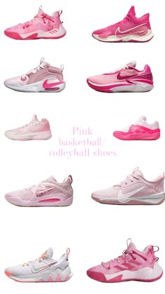 pink basketball shoes with different colors and sizes