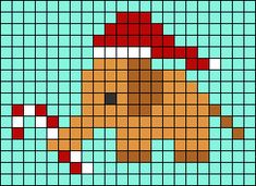 a cross stitch pattern with a dog wearing a santa hat