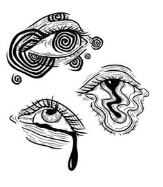 three different types of eye designs in black and white