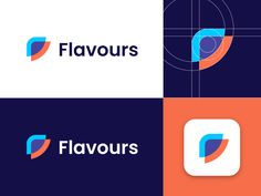 the logo for flavors is shown in three different colors