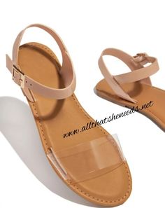 Nude ankle strap sandal with clear toe strap. True to size Ankle Strap Sandals, Strap Sandals, Flat Sandals, Ankle Strap, Sandals