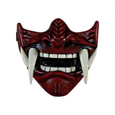 PRICES MAY VARY. 👹👹High-quality Material: Our Samurai Mask is made of durable and lightweight PP material, ensuring long-lasting use and comfortable wearing experience. 👹👹 Adjustable Elastic Band: The elastic band design allows for flexible adjustment of the face cover to fit different head sizes, ensuring a secure and comfortable fit. 👹👹Authentic Japanese Design: This Oni Mask features a classic Japanese design with white fangs, symbolizing protection against evil spirits and creating a t Masque Hannya, Oni Maske, Mascara Oni, Japanese Hannya Mask, Oni Samurai, Ronin Samurai, Oni Demon, Hannya Mask, Japanese Oni