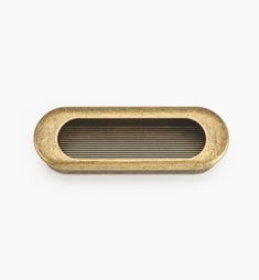 an antique brass metal door handle on a white background with clipping for text or image