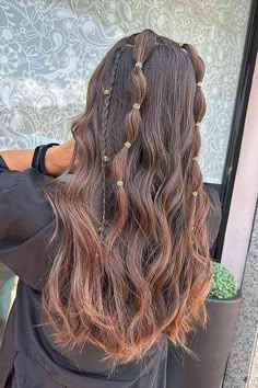 Curled Hair And Braids, Cute And Fun Hairstyles, Cute Hairstyles With Curled Hair, Hairstyle Examples, Easy Hairstyles For Thick Hair, Hair Inspiration Long, Cute Simple Hairstyles, Video Tiktok, Peinados Fáciles Para Cabello Corto