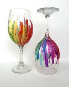 Diy Wine Glasses Painted, Alcohol Ink Glass, Decorated Wine Glasses, Color Burst, Hand Painted Glasses