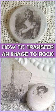 two pictures with the words how to transfer an image to rock on them and then put it