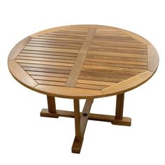 a round wooden table with four legs