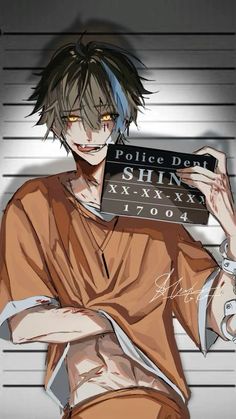 an anime character holding up a sign that says police don't shine xxxxx