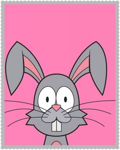 an image of a cartoon rabbit on a pink background