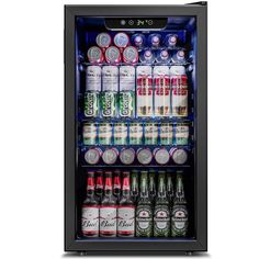 an open refrigerator filled with lots of drinks